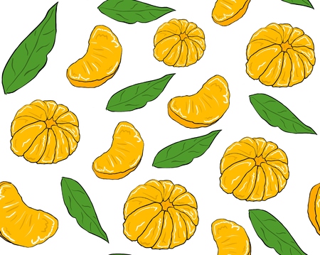Pattern witn tangerines for textile. cards, wallpaper, wrapping paper and etc.