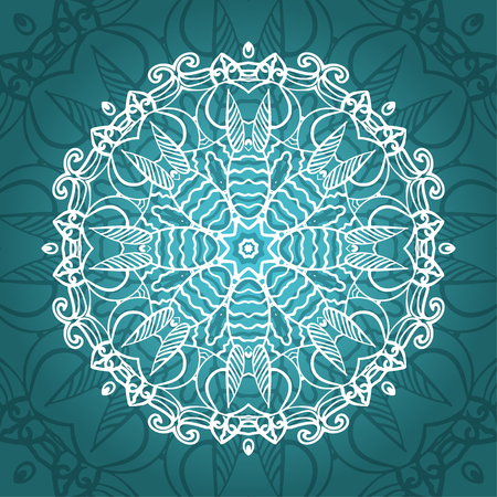 Mandala card in turquoise  colors for backgrounds, invitations, birthday cards, wallpapers and etc.のイラスト素材