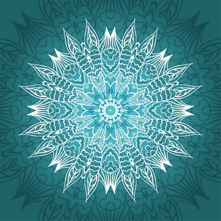 Mandala card in turquoise  colors for backgrounds, invitations, birthday cards, wallpapers and etc.のイラスト素材