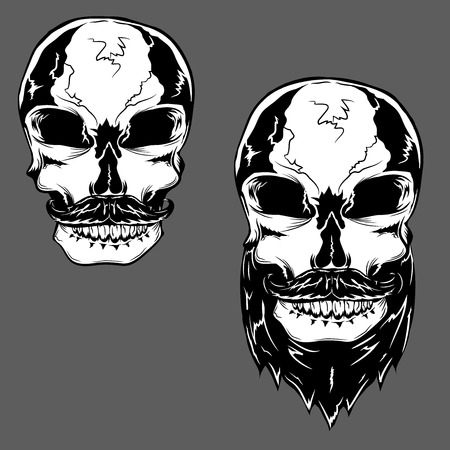 Hand drawn artwork of skull.  Can be used as a logo, sticker, print and etc.のイラスト素材