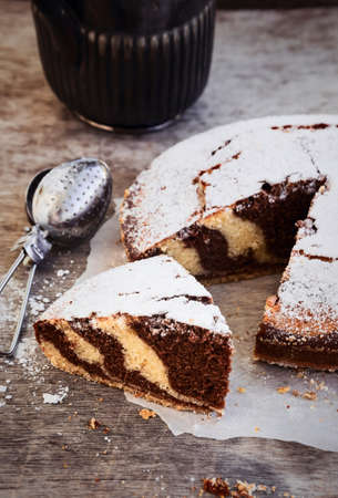 Zebra Cake Pie with Chocolateの写真素材