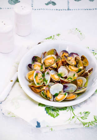 Venus clams clams with parsleyの写真素材