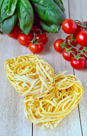 Italian Ingredients, tagliatelle pastaの写真素材