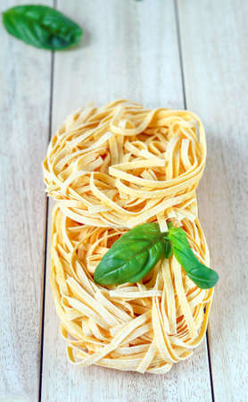 Italian Ingredients, tagliatelle pastaの写真素材