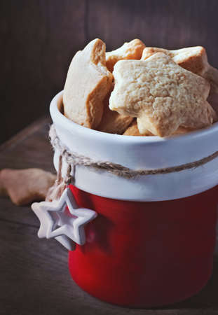 Traditional Christmas Cookies. Recipes cookies. Dark Toned Imageの写真素材