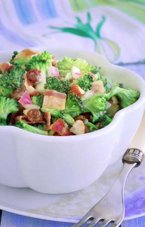 Broccoli salad with mayonnaise. broccoli recipesの写真素材