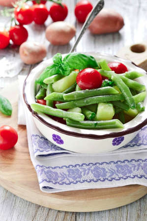 Fingerling potatoes and green bean saladの写真素材