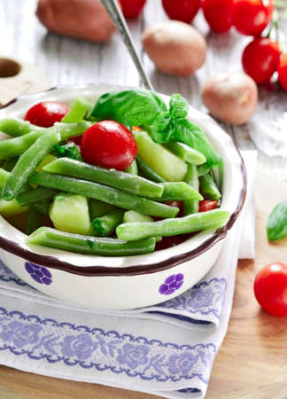 Green beans and new potatoes saladの写真素材