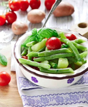 Green beans and new potatoes saladの写真素材