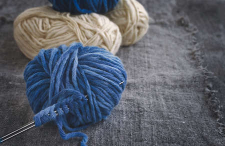 Woolen Knitting Background, Toned Image, Dark Photoの写真素材