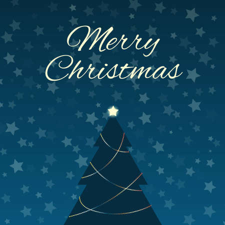 Christmas tree and starry skyのイラスト素材