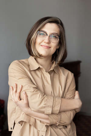 Portrait of stylish intellectual credible woman.の写真素材