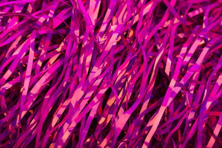 Abstract neon pink and blue background. New Years tinsel. Active lines.の写真素材