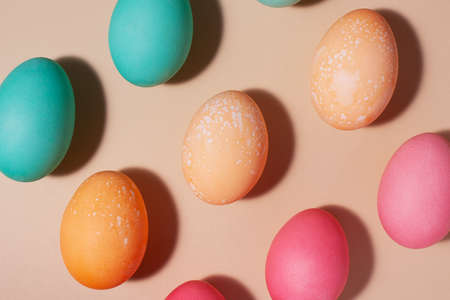 Easter eggs in trendy pastel colors