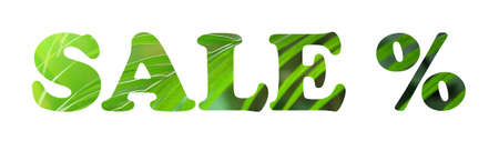 Nature text from green leves on white background isolated. Concept summer sale