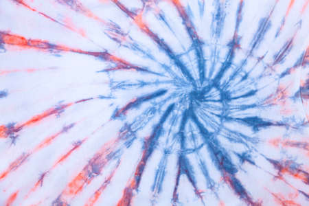 Tie Dye back ground . Dark grey and red,white,cycle drawing with paintsの写真素材
