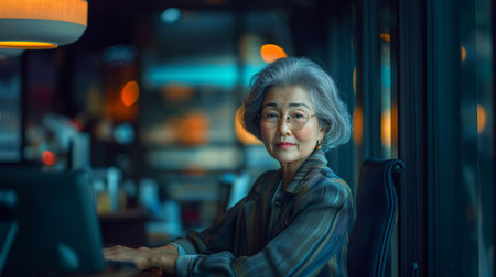 Senior executive woman working in the officeの素材
