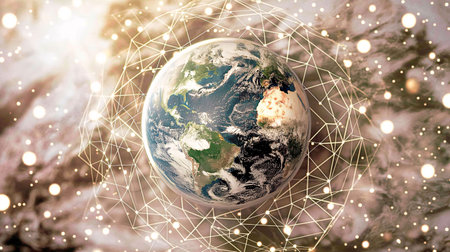 Internet connection on planet Earth conceptの素材