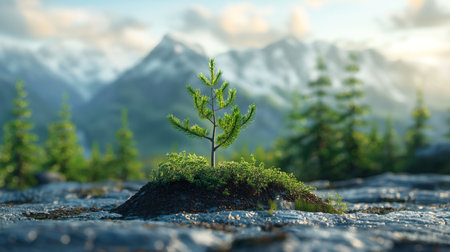 New trees sprouting in the Arctic regionの素材
