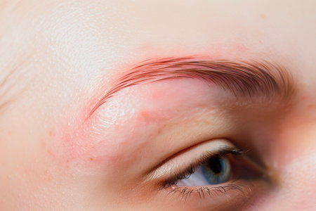 Redness after skin damage after eyebrow epilationの素材