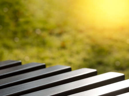 Wooden brown planks on autumn background with sunlight