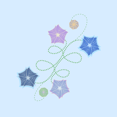 Openwork tracery with flowers on blue backgroundのイラスト素材