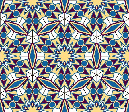 Blue and beige pattern, kaleidoscope, vector illustrationのイラスト素材