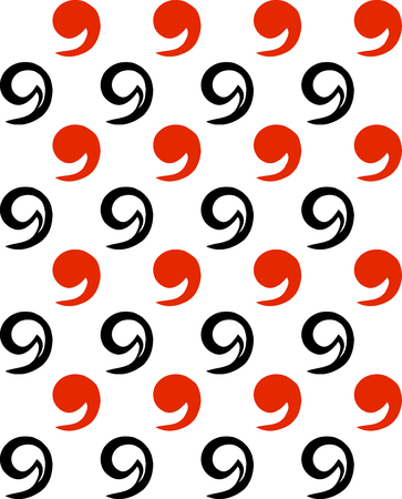 The pattern of red, black, white commas. Vector seamlessのイラスト素材