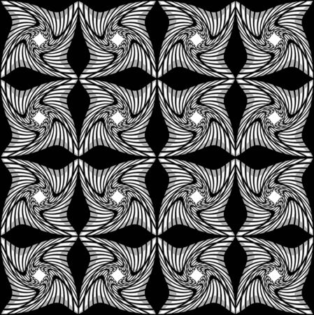 Abstract black and white pattern of twisted squares. Vector seamlessのイラスト素材