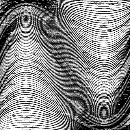 Abstract grunge background with wavy lines. Monochrome vector backgroundのイラスト素材