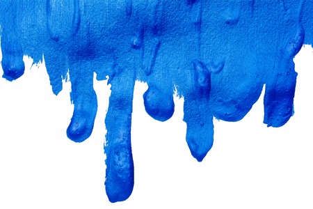 Blue acrylic background with drips. Textured abstract backgroundの写真素材