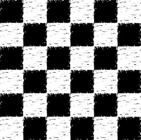 Black and white grunge checkered pattern.  seamlessのイラスト素材