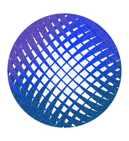 Speckled blue abstract circle with lattice. design elementのイラスト素材