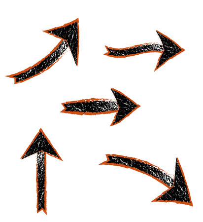 Set of black and red grunge arrows. Vector design elementのイラスト素材