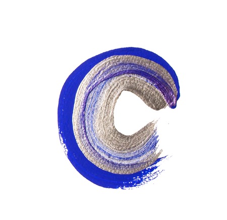 Blue silver round brush strokeの写真素材