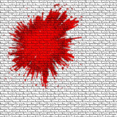 Spot of red paint on the gray brick wall. Vector backgroundのイラスト素材