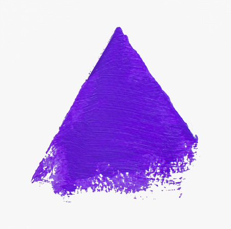 Purple grunge acrylic triangle isolated on white background. Design elementの写真素材