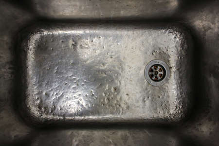 Stainless steel used sink zoomedの写真素材