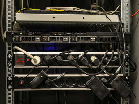 Communication equipment cables and servers の写真素材