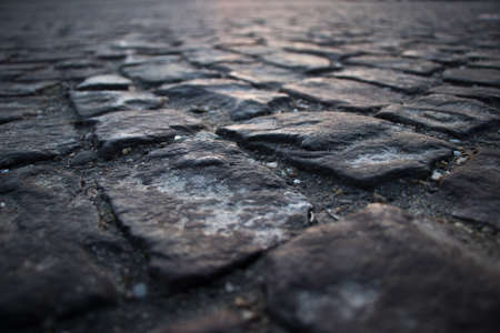 Cubic stone road close up sceneの写真素材