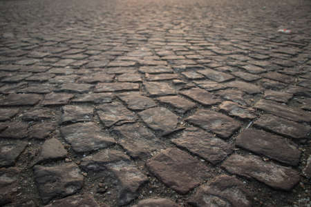 Cubic stone road texture perspectiveの写真素材