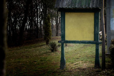 Public board in the forest backgroundの写真素材