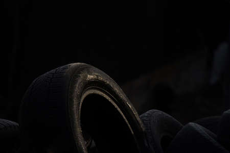 Tires in the low light sceneの写真素材