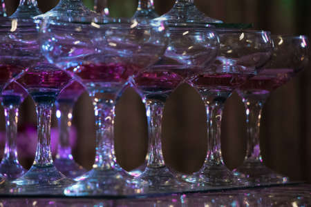 Purple glasses in row sceneの写真素材