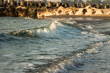 Sea waves at the shore landscape