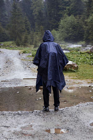 Hiker stops for a forward planの写真素材