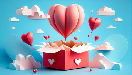 Pink balloon in heart shape 3d