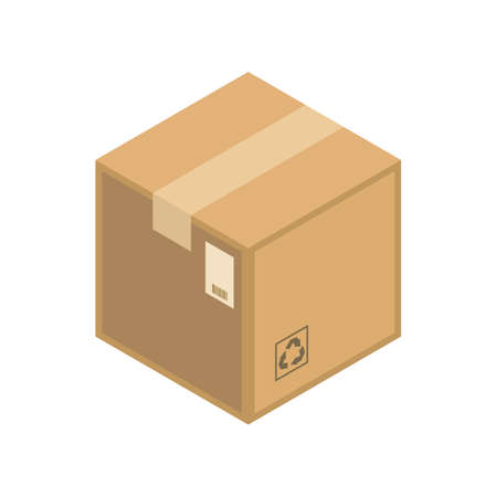 Isometric parcel icon.Packing box vector illustration isolated on white background.のイラスト素材
