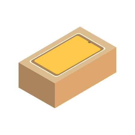 Isometric parcel icon.Packing box vector illustration isolated on white background.のイラスト素材