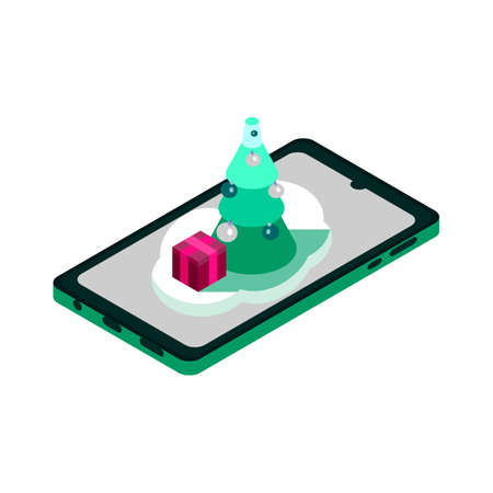 Isometric smartphone icon.Smartphone vector illustration isolated on white background.のイラスト素材